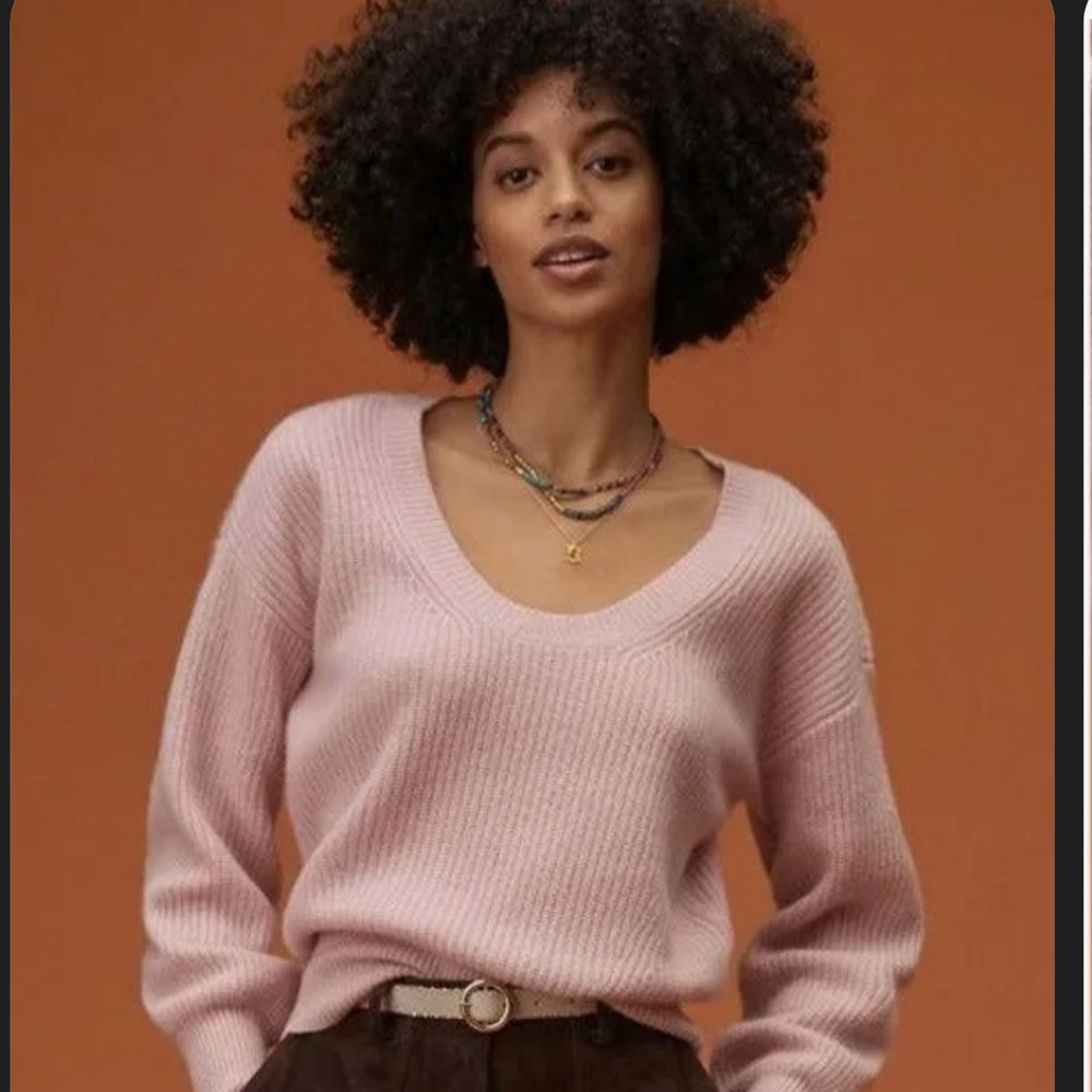 Anthropologie Pink Scoop Neck Sweater
